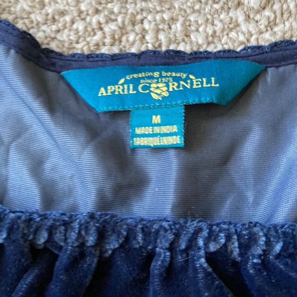 April Cornell Jewell Collection Midnight Blue Velvet Dress Sz M Embroidered - Picture 12 of 13